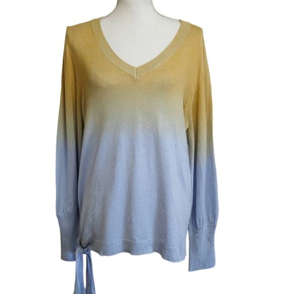 Willow Drive V-Neck Sweater Gradient Color Gold/Blue Side Tie Size L New - Picture 1 of 6